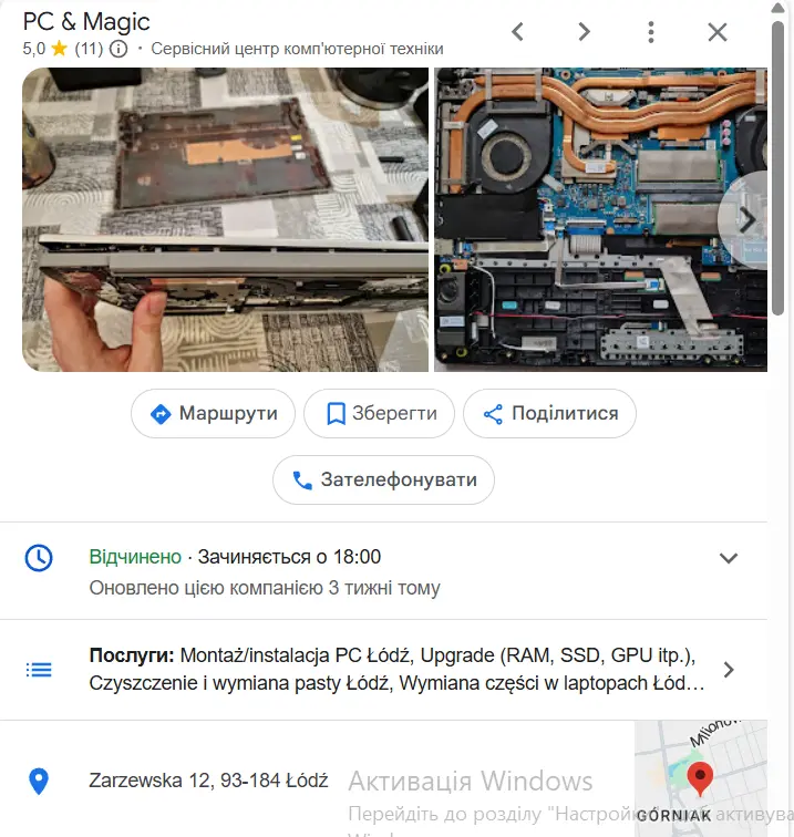 Search queries for computer repair business on Google Maps