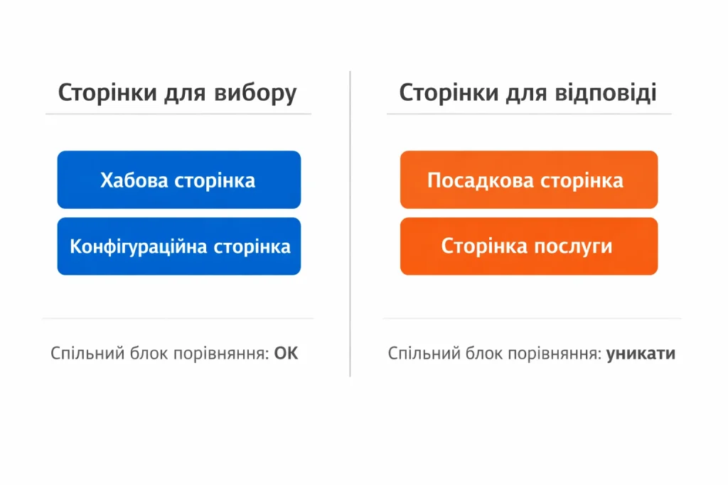 diagram showing choice pages versus focused answer pages in website structure